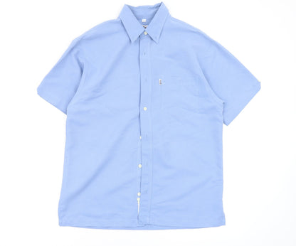 Mens UK Size S Lee Cooper Blue  Button-Up Short Sleeve Casual Shirt
