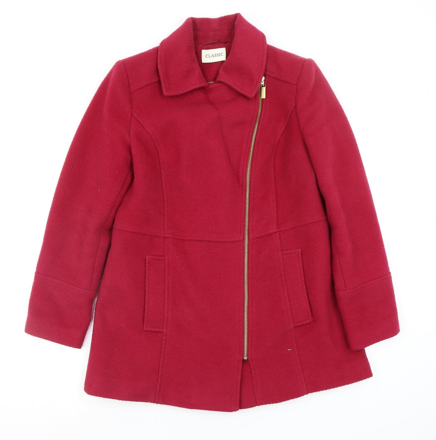 Classic Womens Red   Overcoat Coat Size 10