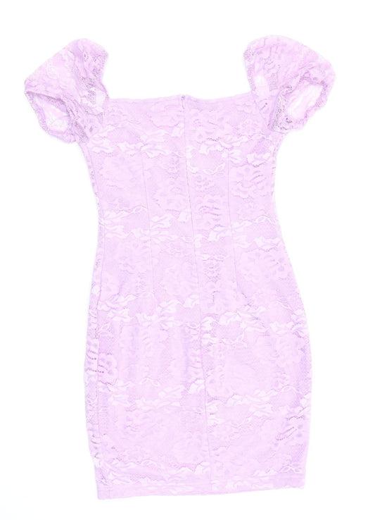 Missguided Womens Purple Floral  Bodycon  Size 8