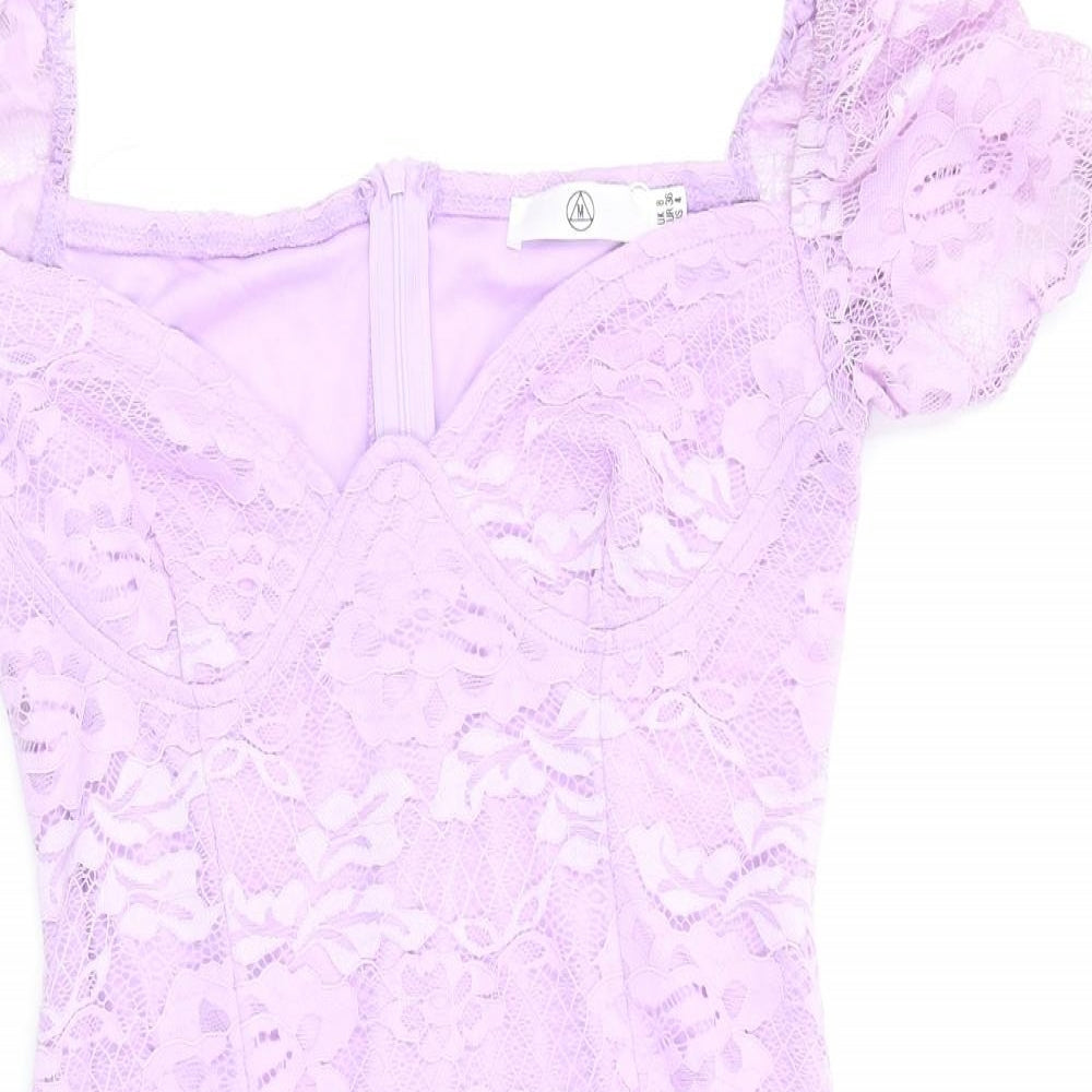 Missguided Womens Purple Floral  Bodycon  Size 8