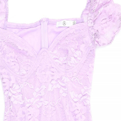 Missguided Womens Purple Floral  Bodycon  Size 8
