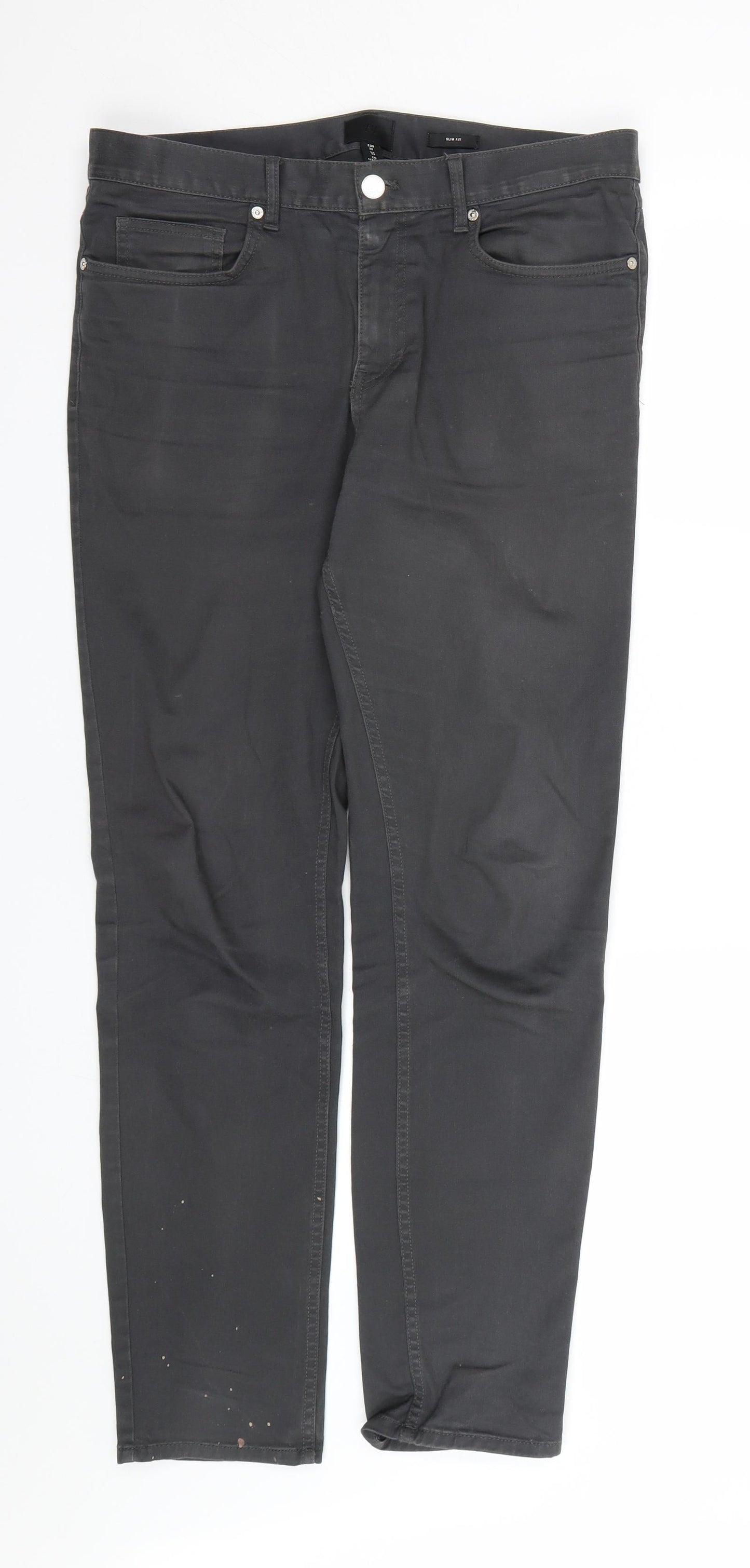 H&M Mens Grey   Trousers  Size 30 L27 in