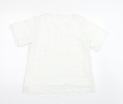 Additional front view of Bloomin Jelly women’s white polka dot basic t-shirt, size M