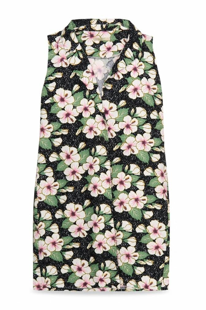 Front view of Zara women’s black floral cardigan jumper, size L