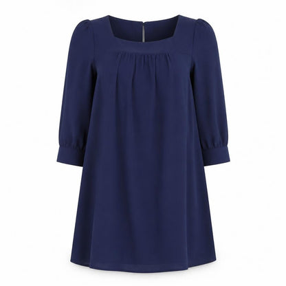 Front view of H&M women’s blue shirt dress, size UK 10