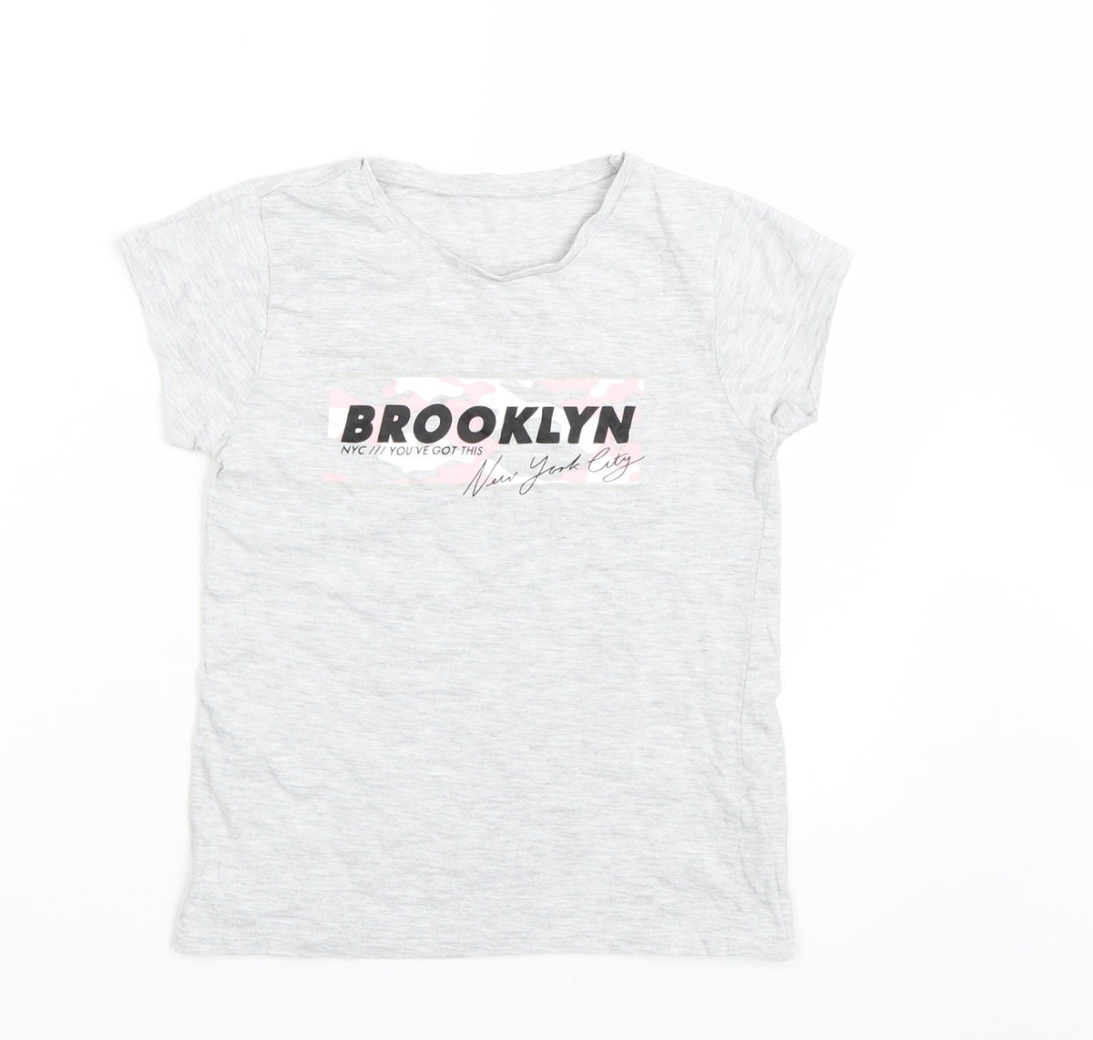 Additional front view of George girls’ grey basic t-shirt, size 8-9, years - nyc