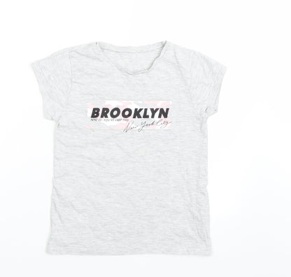 Additional front view of George girls’ grey basic t-shirt, size 8-9, years - nyc
