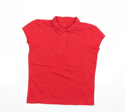 Additional front view of George girls’ red basic polo, size 8-9, years - school uniform