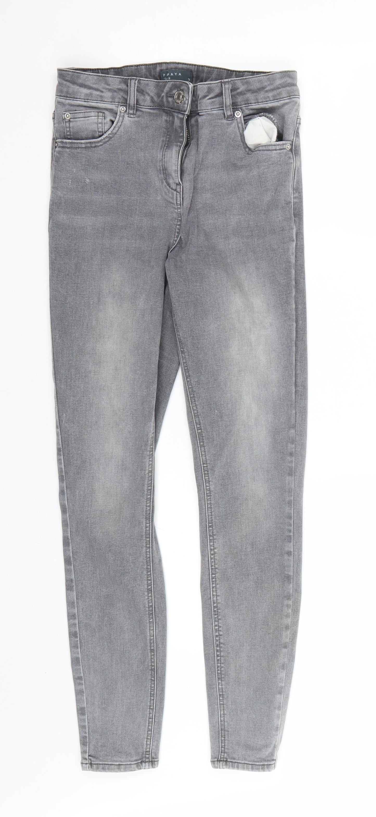 Womens UK Size 10 Papaya Regular Fit Skinny Grey Jeans