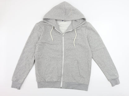 Mens UK Size L Preworn Grey Full Zip Hoodie