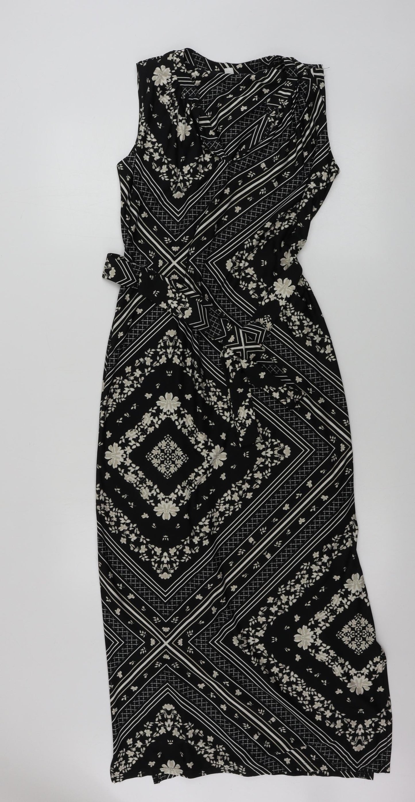 Preworn  Womens Black Geometric  A-Line  Size 8