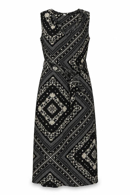 Preworn  Womens Black Geometric  A-Line  Size 8