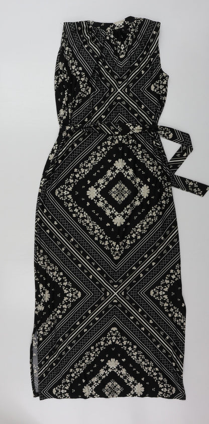 Preworn  Womens Black Geometric  A-Line  Size 8