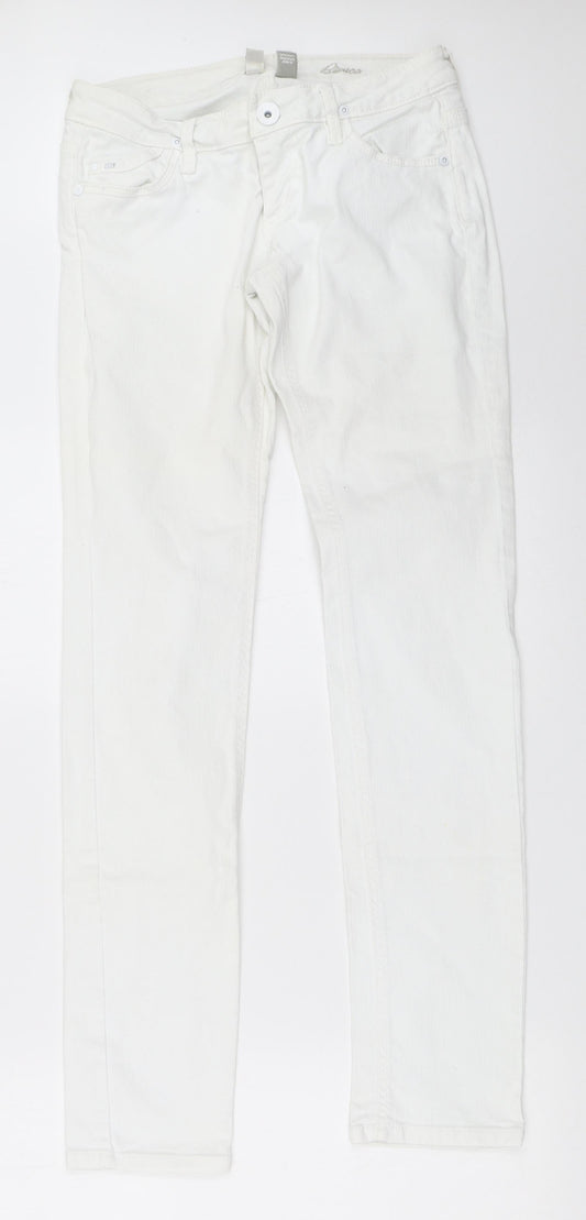 Womens UK Size 36 MNG Regular Fit Skinny White Jeans