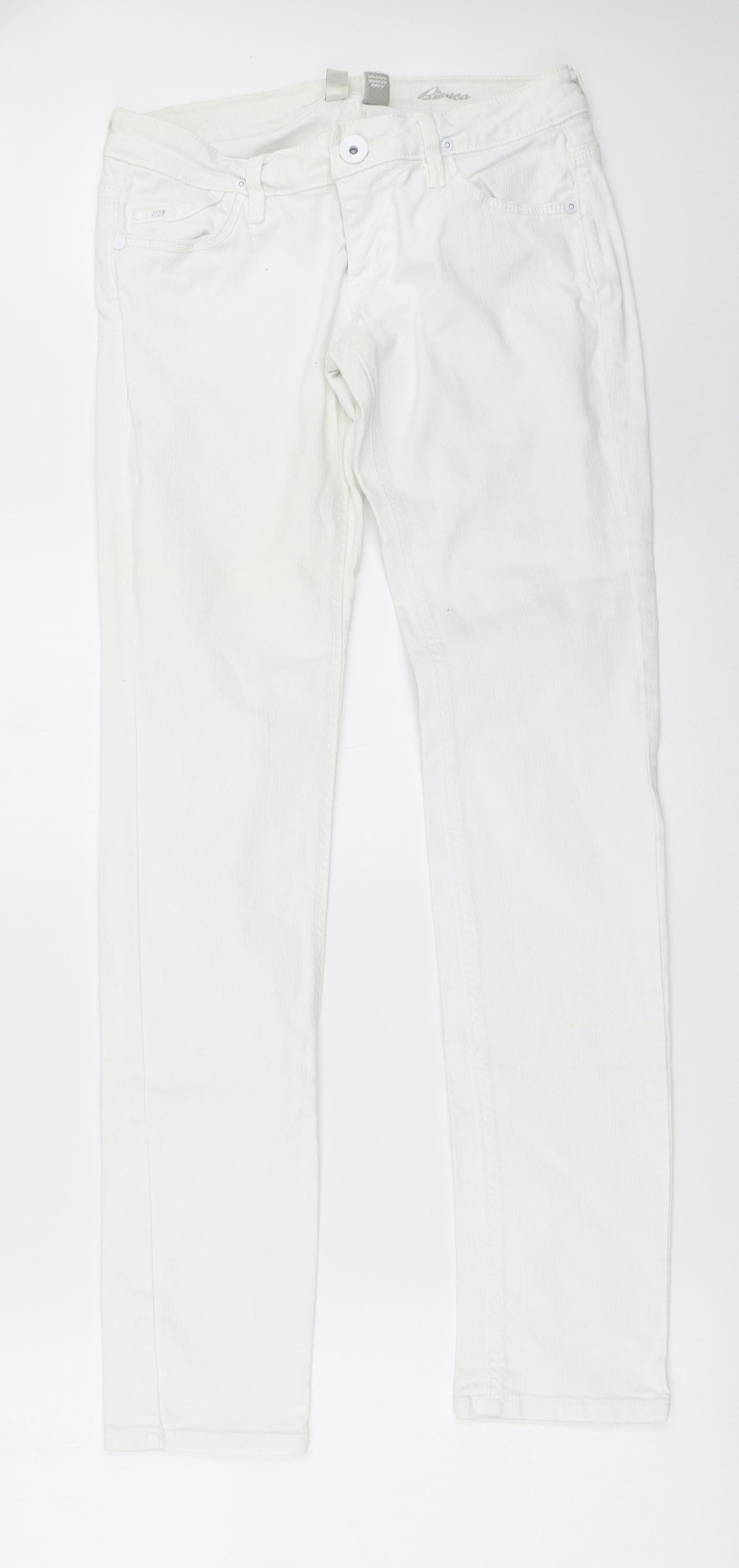 Womens UK Size 36 MNG Regular Fit Skinny White Jeans