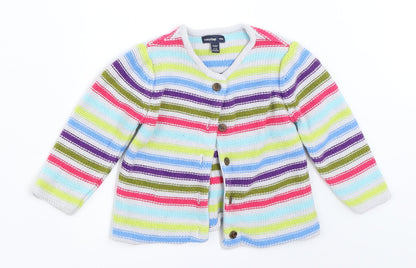 Gap Girls Grey Striped  Cardigan Jumper Size 6-9 Months