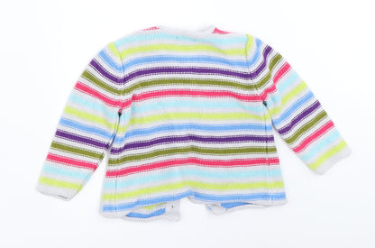 Gap Girls Grey Striped  Cardigan Jumper Size 6-9 Months