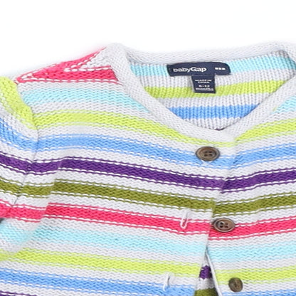 Gap Girls Grey Striped  Cardigan Jumper Size 6-9 Months