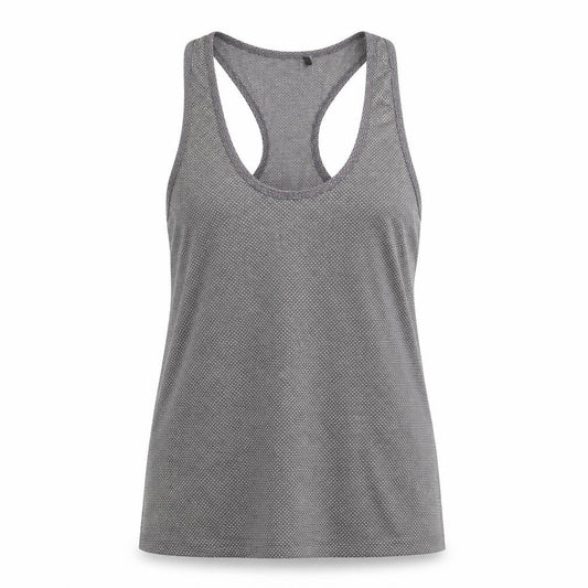 Front view of Primark women’s grey basic tank, size UK 8, - dotted pattern
