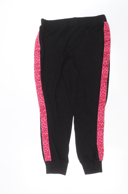 Studio Womens Black  Knit Jogger Trousers Size 12 L29 in - animal print detail