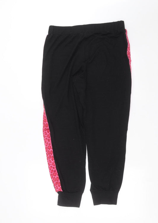 Studio Womens Black  Knit Jogger Trousers Size 12 L29 in - animal print detail