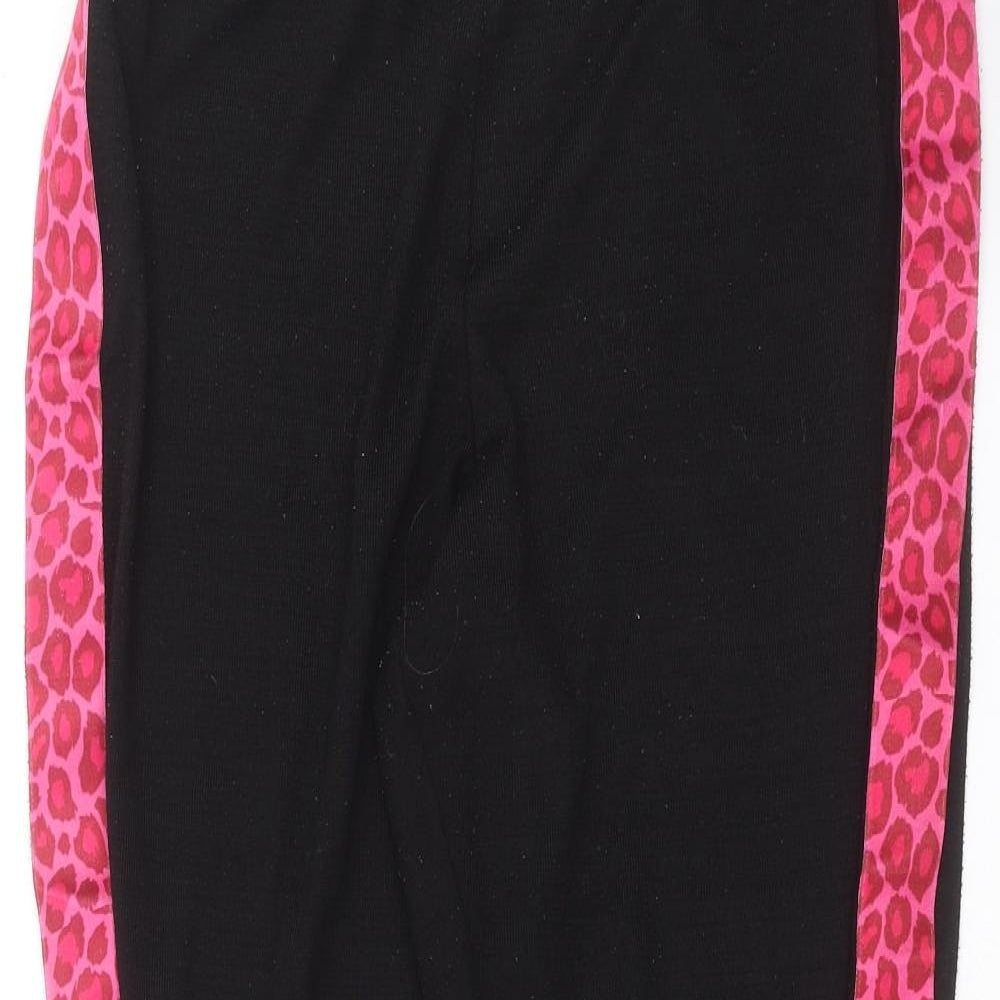 Studio Womens Black  Knit Jogger Trousers Size 12 L29 in - animal print detail