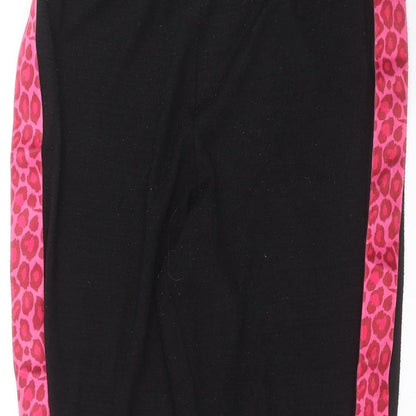 Studio Womens Black  Knit Jogger Trousers Size 12 L29 in - animal print detail