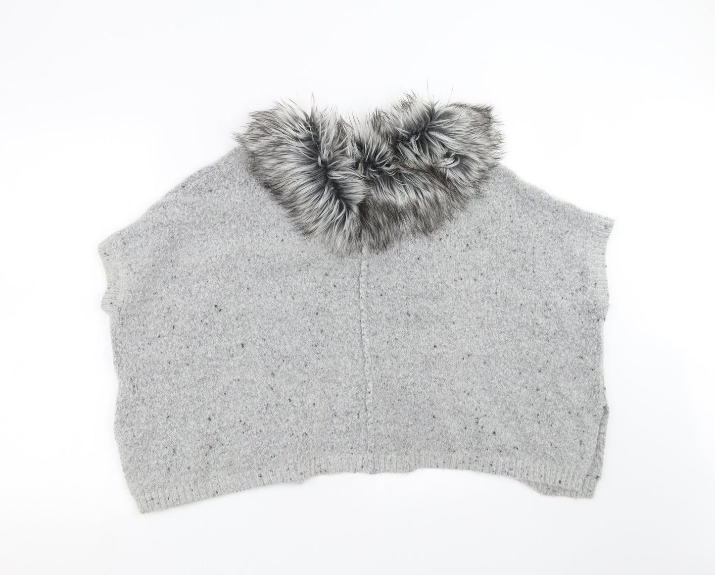 Primark Girls Grey  Knit Cardigan Jumper Size 10-11 Years  - fur trim