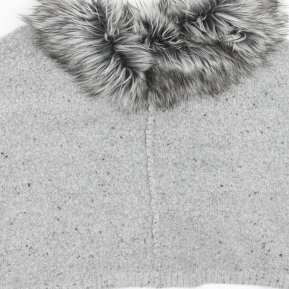 Primark Girls Grey  Knit Cardigan Jumper Size 10-11 Years  - fur trim
