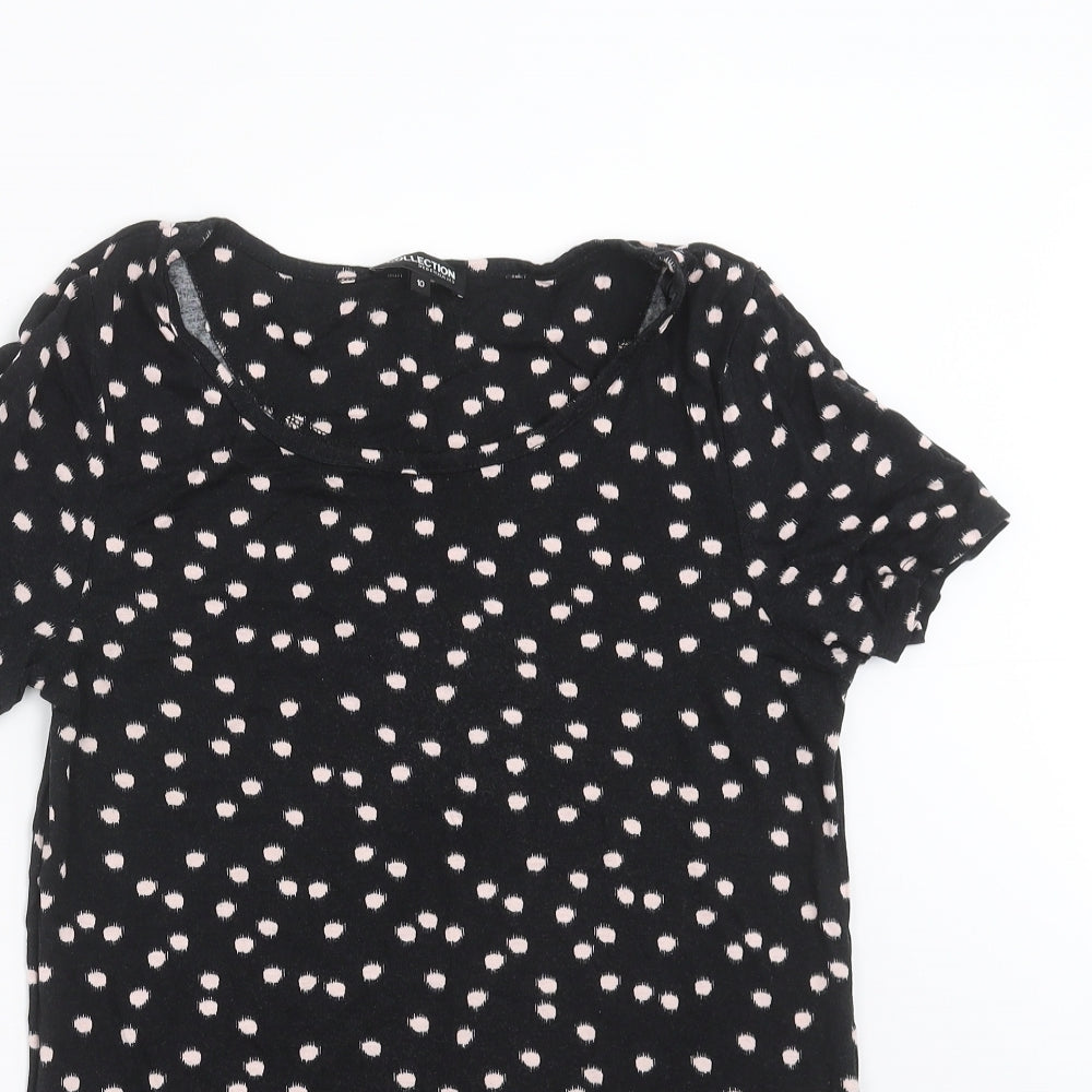 Womens UK Size 10 Debenhams Black Basic T-Shirt