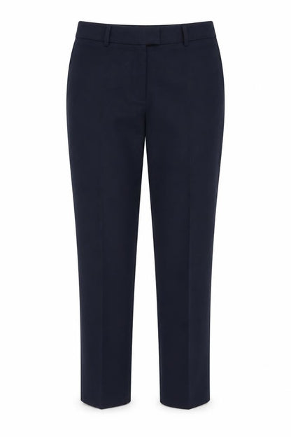 Front view of Debenhams women’s blue trousers, size UK 10, 28-inch leg