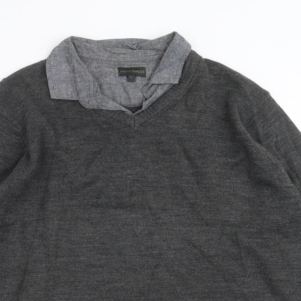 industrialize  Mens Grey  Knit Pullover Jumper Size L