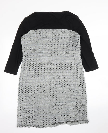 M&Co Womens Grey Polka Dot  Shift  Size 18