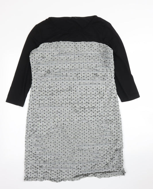 M&Co Womens Grey Polka Dot  Shift  Size 18