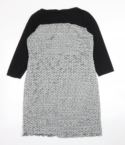 M&Co Womens Grey Polka Dot  Shift  Size 18
