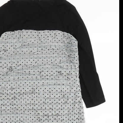 M&Co Womens Grey Polka Dot  Shift  Size 18