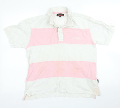 Piere Cardin Mens White Striped   Polo Size M