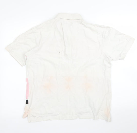 Piere Cardin Mens White Striped   Polo Size M