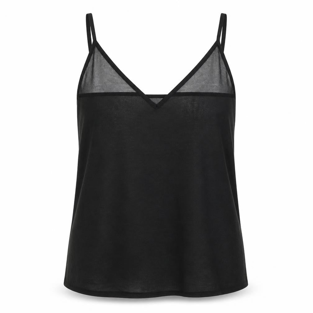 Front view of River Island women’s black camisole blouse, size UK 12