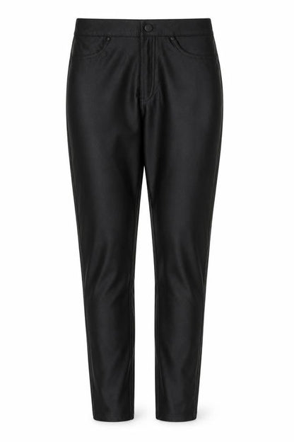Front view of H&M women’s black carrot trousers, size S, 29-inch leg