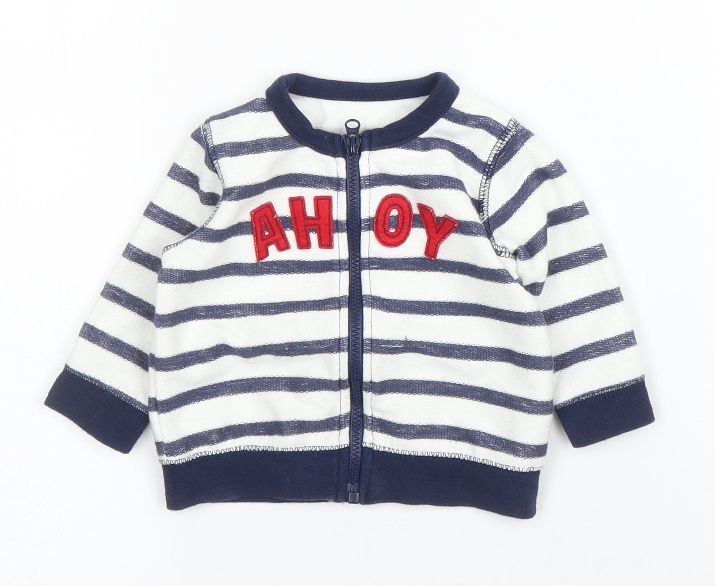 Matalan Baby Blue Striped  Full Zip Jumper Size 0-3 Months