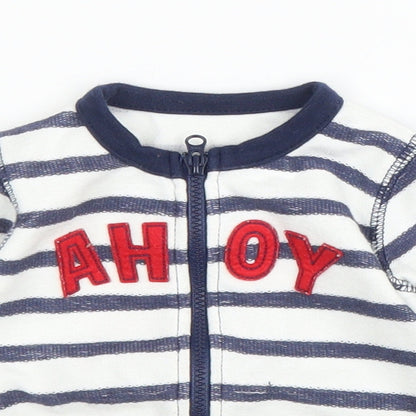 Matalan Baby Blue Striped  Full Zip Jumper Size 0-3 Months