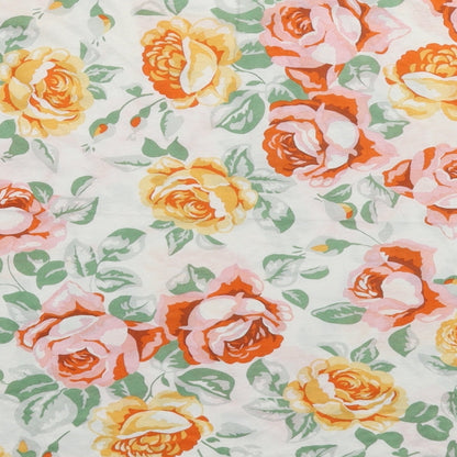 Denim & Co. Womens White Floral  Basic T-Shirt Size 10  - Oversized