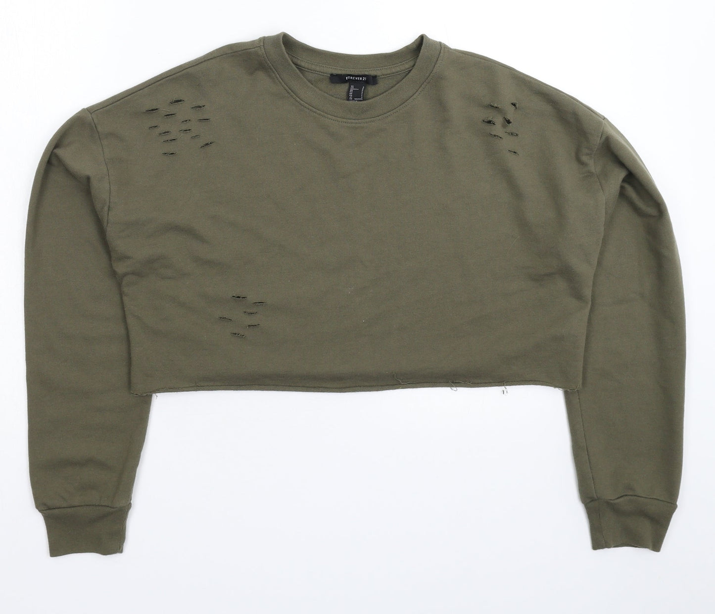 Womens UK Size S FOREVER 21 Green Pullover Sweatshirt
