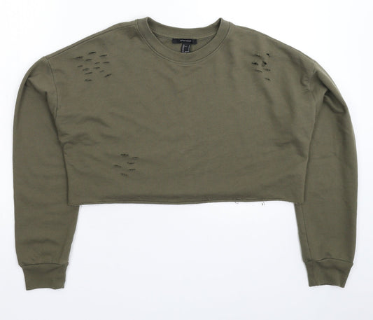 Womens UK Size S FOREVER 21 Green Pullover Sweatshirt