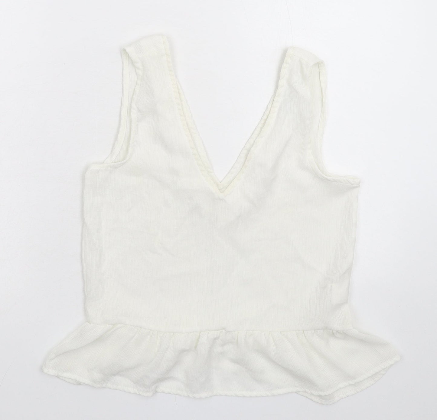 Womens UK Size 4 PRETTYLITTLETHING White Basic Tank