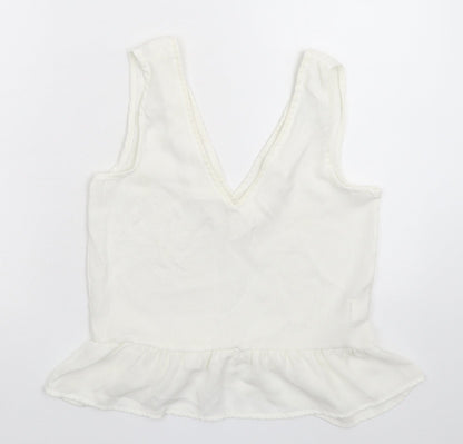 Womens UK Size 4 PRETTYLITTLETHING White Basic Tank