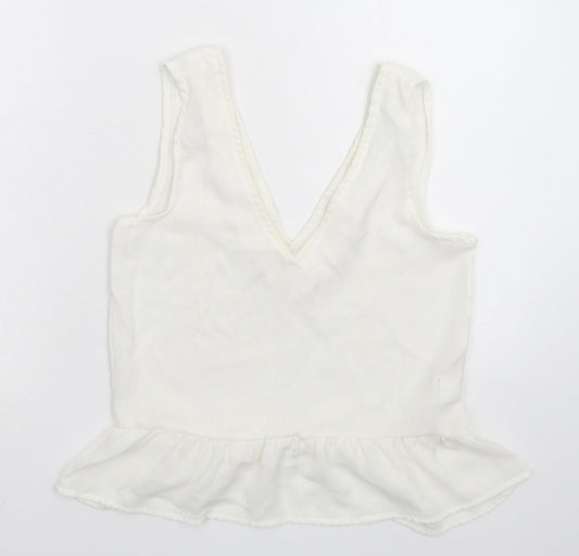 Womens UK Size 4 PRETTYLITTLETHING White Basic Tank