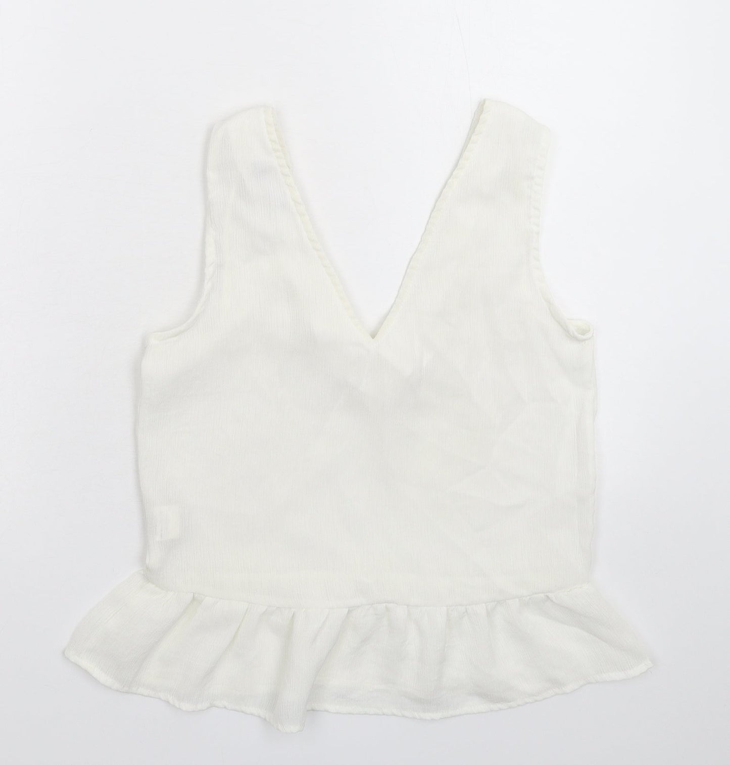 Womens UK Size 4 PRETTYLITTLETHING White Basic Tank