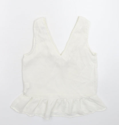 Womens UK Size 4 PRETTYLITTLETHING White Basic Tank